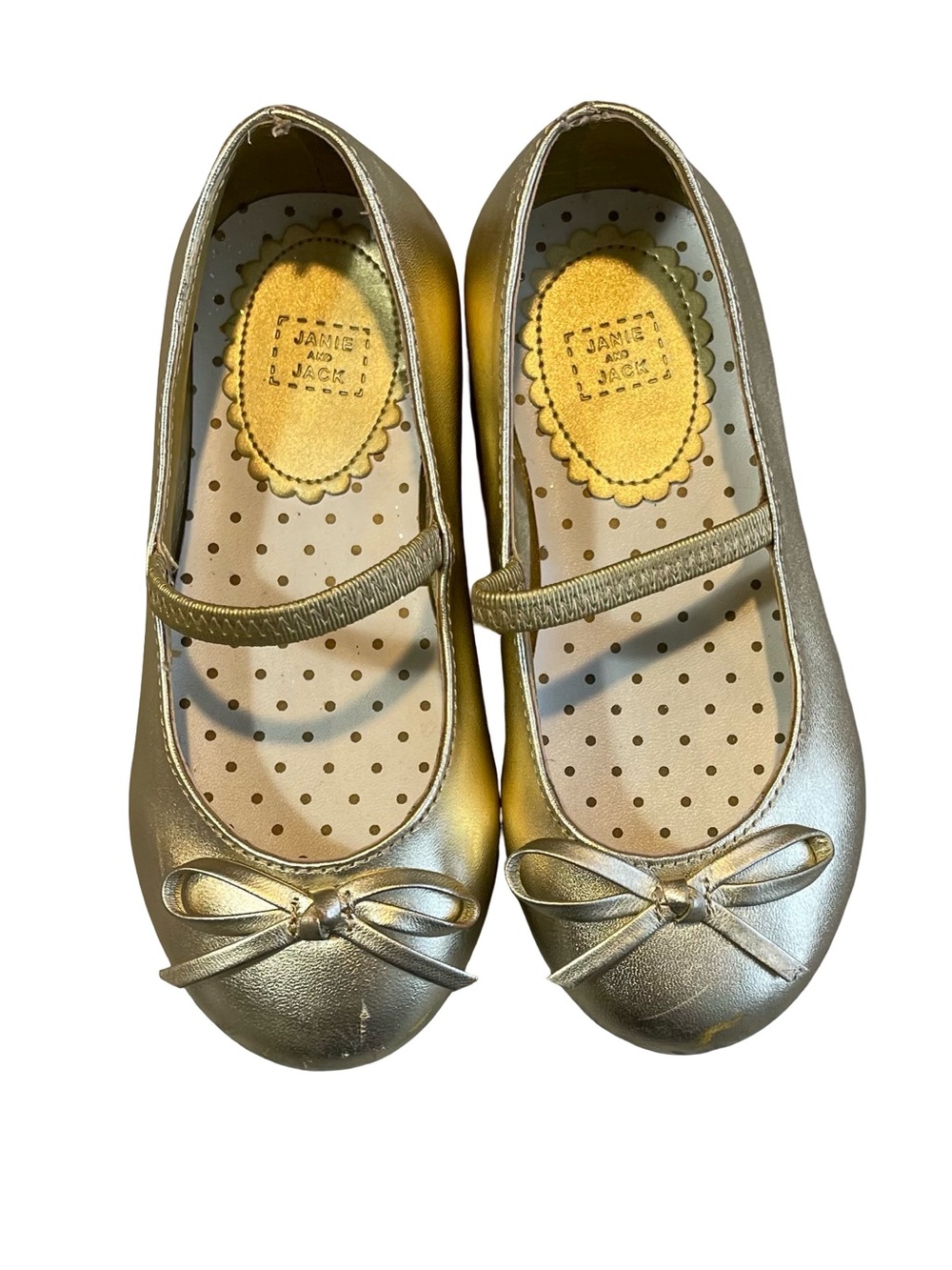 Janie and Jack Classics Metallic Gold Mary Jane Ballet Flats with Bow 8